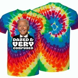 Tucker Carlson Men’s Biden Dazed and Very Confused Tie Dye Shirt NWT